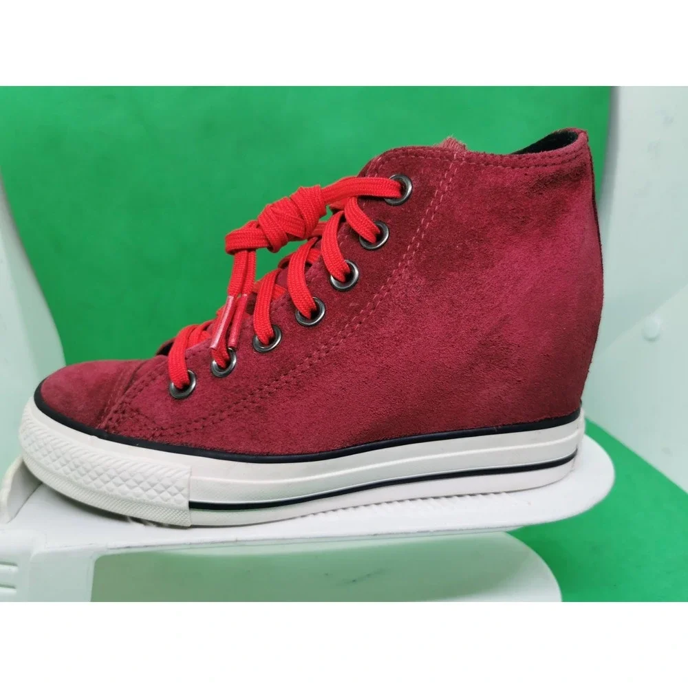 Converse Chuck Taylor Dahlia Lux Burgundy Suede Hidden Wedge Heel Sneaker Size 6